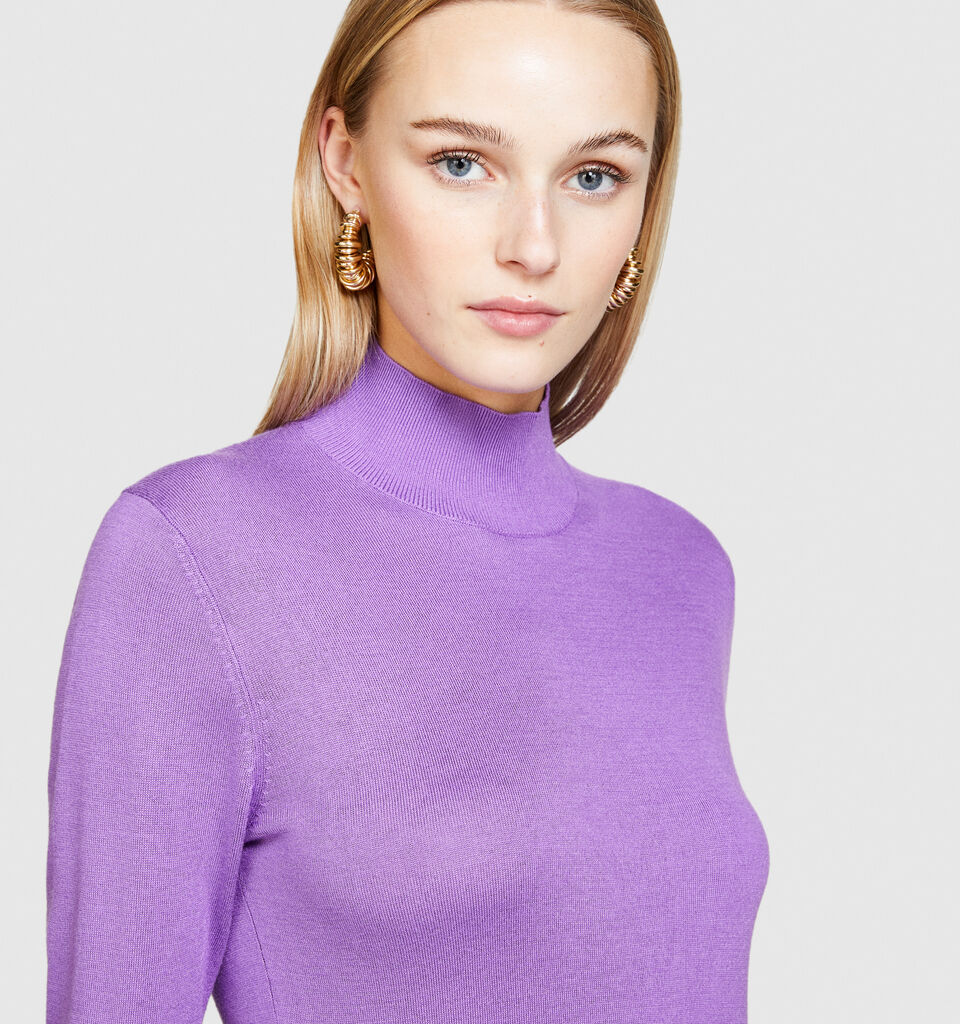Turtleneck in silk blend - women's high neck sweaters - Lilac | Sisley image number 5